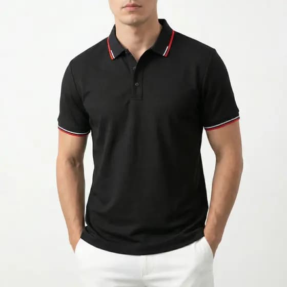 Polo Masculino  Tecido Respirável Estilo Clássico Detalhes Listrados Conforto Premium