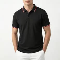 Polo Masculino  Tecido Respirável Estilo Clássico Detalhes Listrados Conforto Premium