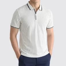 Camisa Polo Masculina | Moda Legal Homem | Malha Fina Listras Nao Amassa