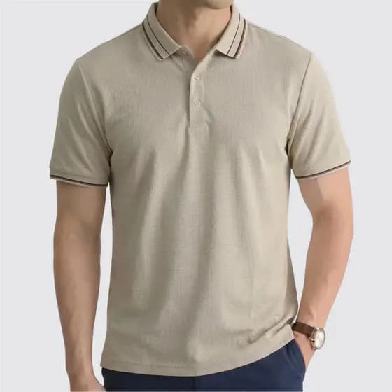 Camisa Polo Masculina| Moda Legal Homem| Textura Micro-Waffle Anti-Rugas Elegância Casual