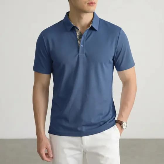 Camisa Polo Masculina Seda de Gelo | Moda Legal Homem|  Respirável Anti-amasso Premium