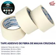 Kit 3 Fita Crepe Adesiva para Pintura 50M-18/24/48MM Resistente Sem Resíduos