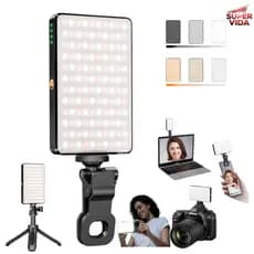 Luz de Selfie Magnética Portátil 3 Tons de Luz Dupla Face CRI≥90 para Selfies e Gravação de Vídeos