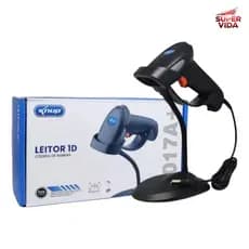 Leitor De Codigo De Barras Laser Knup Com Suporte USB Boletos Bancarios Preto Resistente