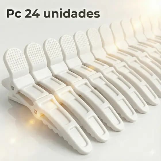 Kit Clips Presilha Jacaré Profissional p/ Cabelo - Separador de Mechas Crocodilo - 6, 12 ou 24 Unidades