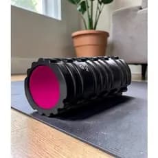 Rolo de Liberação Miofascial Preto e Rosa Massagem Muscular Pilates Yoga Fitness
