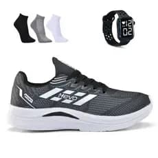 Tenis Masculino e Feminino + Relogio + Meia Esportivo Corrida Treino Versatil Sola Macio Tenis Respiravel Super leve
