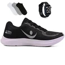 Tenis Masculino + Relogio + Meia Esportivo Corrida Treino Versatil Sola Macio Tenis Respiravel Super leve Promoção