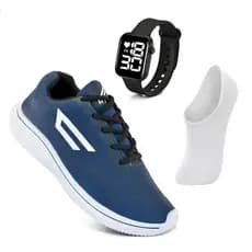 Tenis Masculino + Relogio + Meia Esportivo Corrida Treino Versatil Sola Macio Tenis Respiravel Super leve Promoção