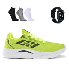 Tenis Masculino e Feminino + Relogio + Meia Esportivo Corrida Treino Versatil Sola Macio Tenis Respiravel Super leve