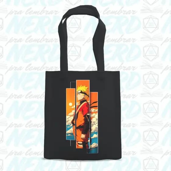 Eco Bag Preta em Brim Acetinado – Naruto | Nerd Pra Lembrar
