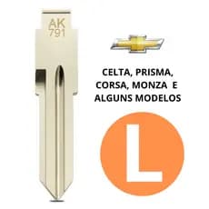 Lâmina de Chave Modelo L para Celta Prisma Corsa Monza