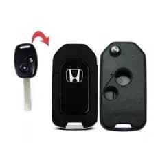 Capa Carcaça Chave Canivete Adaptação Honda New Civic City CRV Fit Accord 2008 à 2012 - 2 Botões Com Lâmina Pantográfica