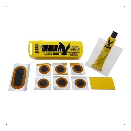 Estojo Kit Remendo Camara De Ar Bicicleta Com Cola Lixa Unium Una Bike