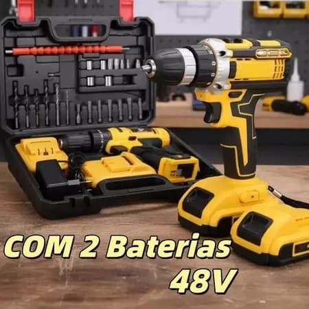 Parafusadeira Furadeira 48V 2 Baterias Com Maleta e Acessorios Completo
