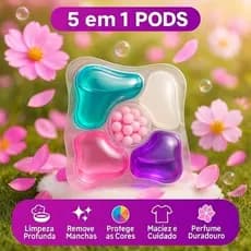 Sabão em Cápsulas 5 em 1 Lava Roupas Concentrado - 12 Unid Perfume Floral Limpeza Profunda Praticidade