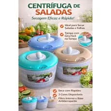 Centrífuga de Salada Manual Seca Salada com Tampa e Manivela Escorredor de Folhas