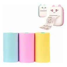 3 Rolos Coloridas Adesivas Para Mini Impressora Gatinho