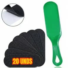 Kit 20 Lixas de Pés Refil Descartável + 1 Base Suporte Anatômica Pedicure
