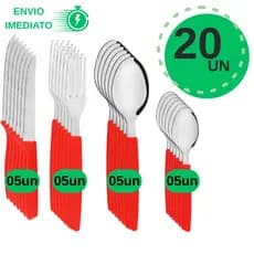 Talheres Inox Com Cabo Colorido 20 Peças Para Refeições Elegantes