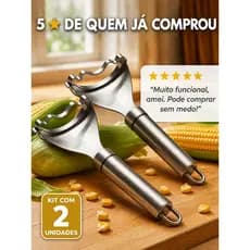 Kit 2 unidades Debulhador de Milho Inox: Cru ou Cozido em Segundos