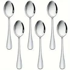 Kit C/6 Colher De Sobremesa Aço Inoxidável Cozinha Aparelho Restaurante Bufffet Faqueiro