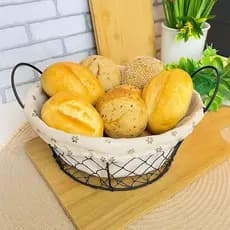 Cesta Cesto Pães Bolos Doces Organizador Metal Aramado C/ Forro