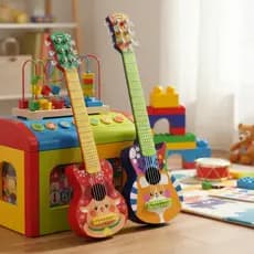Guitarra De Brinquedo Fun Game Violão De Madeira Infantil Colorido