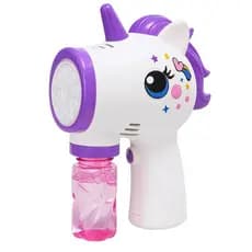Lança Bolhas de Sabão Automático Elétrico Infantil Unicórnio com Luzes e Sons + 2 Refis
