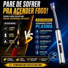 Acendedor Elétrico USB Recarregável Isqueiro Plasma Fogão Churrasqueira Flexível LED Sem Gás