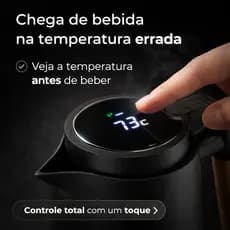 Garrafa Térmica com Termômetro Digital 1L Preta Jarra Café Moderna com Visor de Temperatura