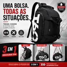 Bolsa Esportiva Multifuncional Impermeável 3 em 1 Academia Viagem Compartimento Tênis