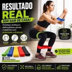 Faixa Elástica Mini Band Kit 5 Níveis Resistência Treino Glúteo Perna Academia Casa