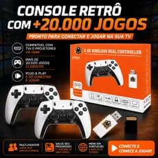 Game Stick 4K 20.000 Jogos Retrô + 2 Controles Sem Fio Console Emulador PS1 SNES Plug Play