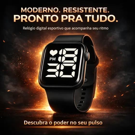 Relógio Digital Masculino SKMEI Preto Prova D'Água Esportivo LED Multifuncional Original