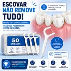 Fio Dental em Arco 50 Unidades Ultra Fino com Palito Higiênico Portátil Descartável