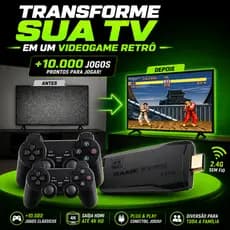 Game Stick 4K Retrô 10.000 Jogos HDMI com 2 Controles Sem Fio Plug and Play TV