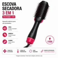 Escova Secadora 3 em 1 110V Alisa Seca Modela Cabelo Fácil de Usar