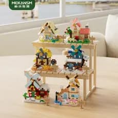Blocos de construção de micropartículas K472-477, estilo oficina Yunqi, blocos de montagem criativa para casa de moinho