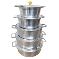 Jogo Panela Aluminio Batida Fundido Grossa Kit Conjunto com 5 Peças Alça alumínio