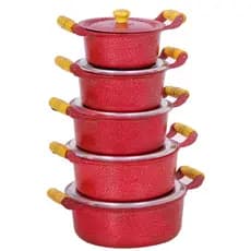 panela aluminio batido grosso fundido vermelho com tampa 5 un