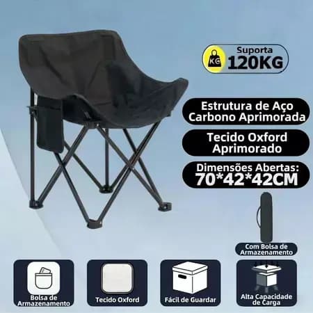 Cadeira Dobrável de Alta Durabilidade para Camping, Pescaria, Praia, Piqueniques e Uso em Quintais