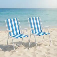 Kit 2 Cadeiras de Praia Piscina Dobrável Tecido Confortável Leve Resistente Suporta 110Kg