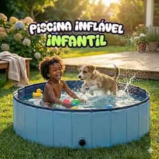 Piscina Banheira Dobrável para Cachorros e Crianças 340L PVC Banheira Pet E Kids Portátil Resistente