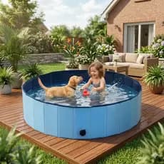 Piscina Portátil para Pet com Dreno Banheira para Cachorro de Todos os Portes 340 Litros 120x30cm