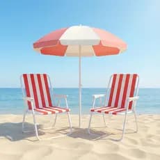 Kit 2 Cadeira Praia Aço Dobrável Alta Confortável 110kg - Vermelho/Azul, Ideal para Praia, Piscina e Camping