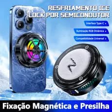 Ventilador Silencioso com Dissipação de Calor, Radiador Magnético e de Presilha 2 em 1 com Iluminação RGB