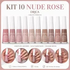 Kit 10 Esmaltes Cores Tons Nude e Rosa - Drica