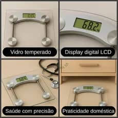 Balança Corporal Digital Transparente Até 180kg Com Vidro Temperado Premium