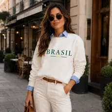 Moletom Brasil Copa Jaqueta Blusa De Frio Gola Redonda Unissex Minimalista Premium